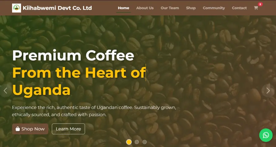 Corporate business website designed for Kiihabwemi Development Company by Tech Market Ug